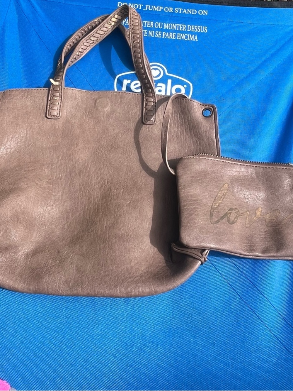 Classic Taupe Tote with Matching Wristlet - Versatile Everyday Carry